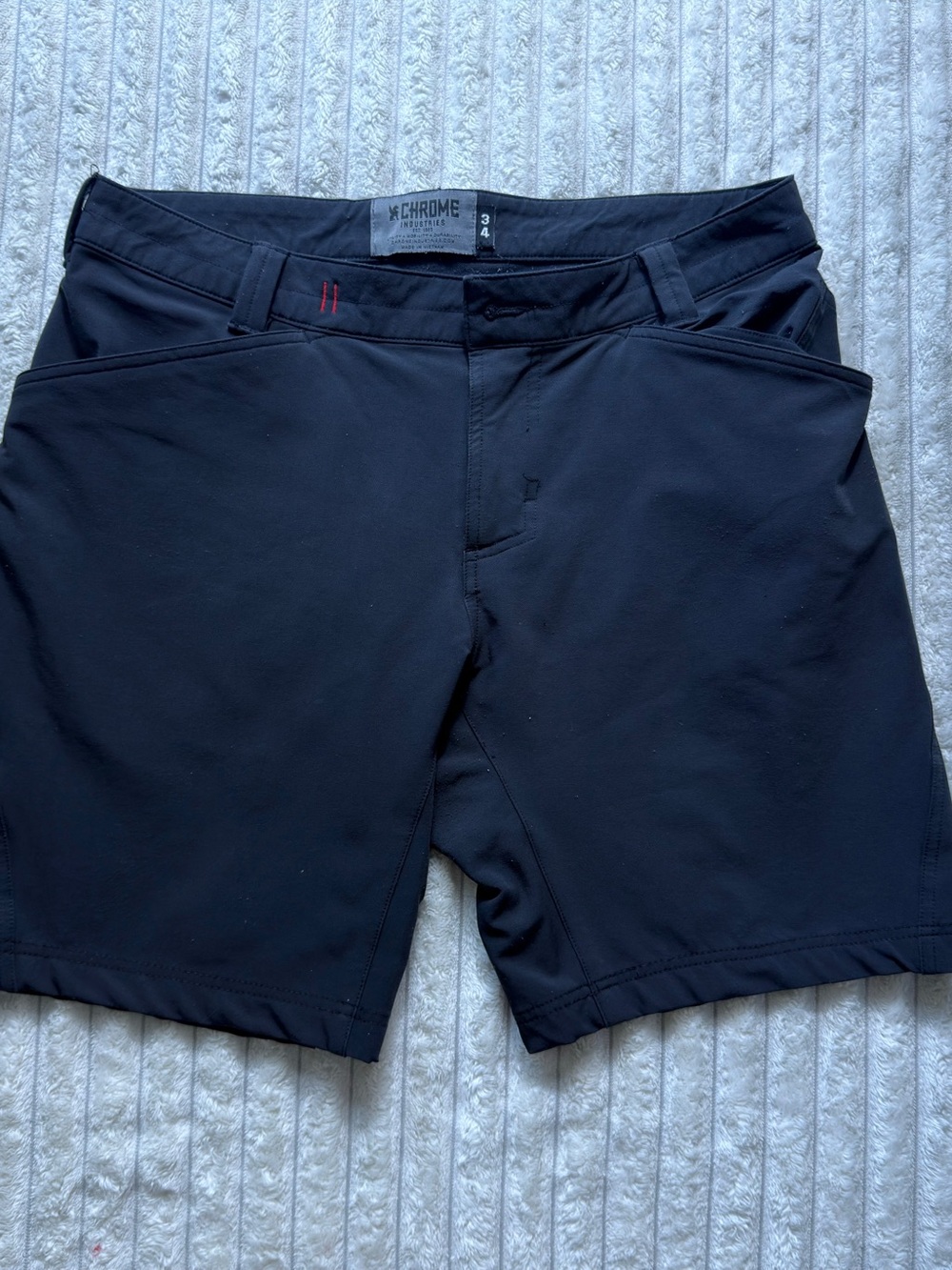 Chrome Industries Men's Black Chino Shorts Flat Front Button Pockets Pre-owned
